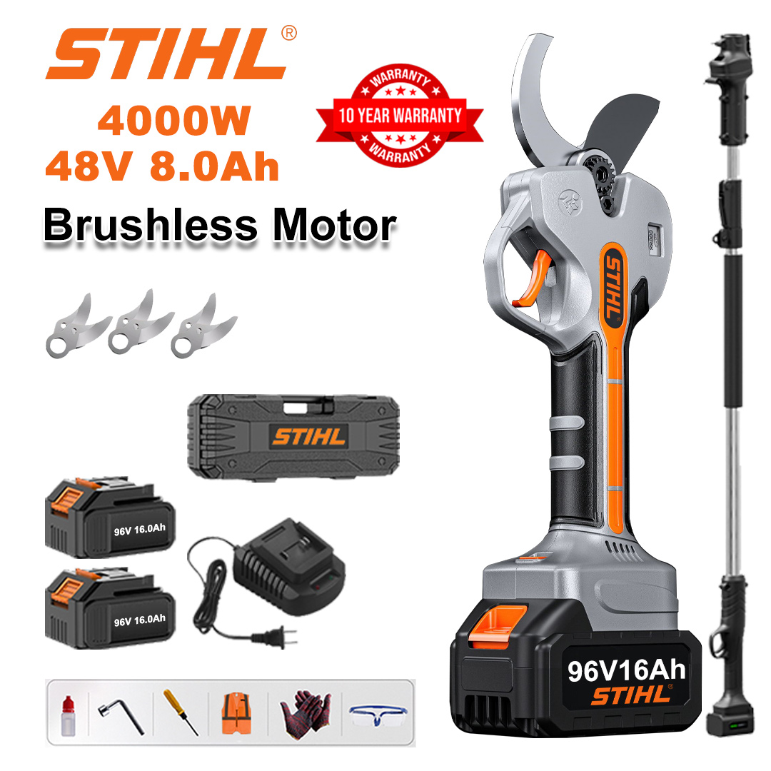 [Hosító rúd 1,5-5 m] 4000 W-os kefe nélküli lítium akkumulátoros metszőolló + 48V8Ah akkumulátor * 2 + sk9 ötvözet penge * 3 + töltő + LED kijelző + szerszámos doboz + kenőolaj + szemüveg + 10 év garancia